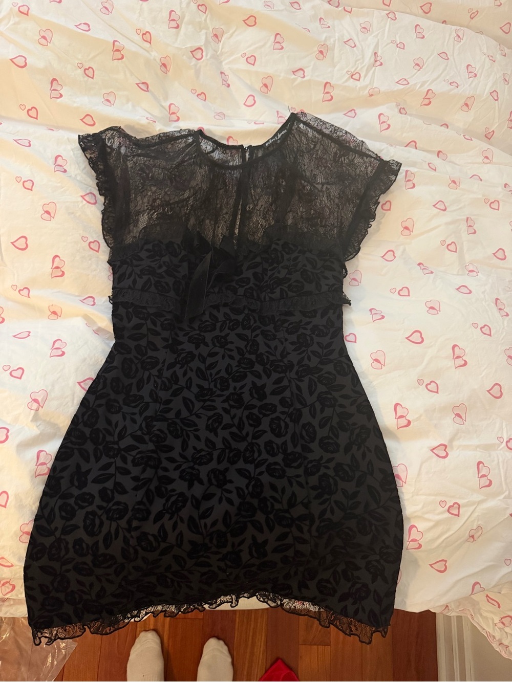 For Love & Lemons Black Lace Mini Dress
